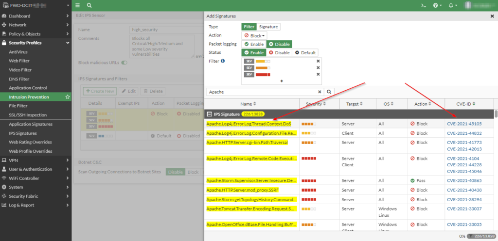 Intrusion Prevention System - Firewall Fortigate Fortinet