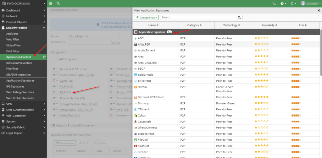Controle de Aplicações - Firewall Fortigate Fortinet